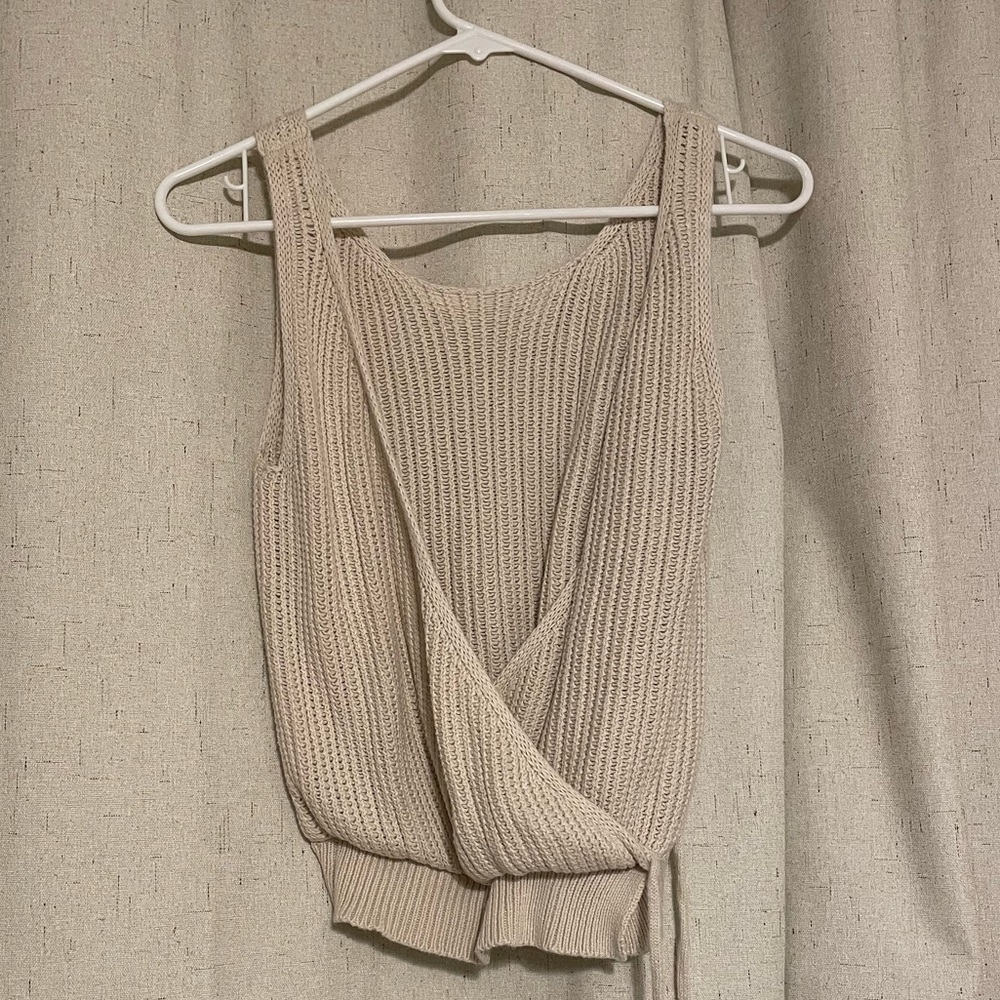 Tan Knit Open Back Top